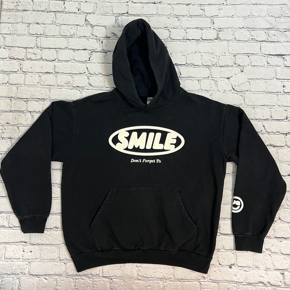 Don't Forget to Smile Heavy Fleece Hoodie Grunge Size XL - Picture 1 of 11